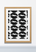 Kiss Kiss – Black & White Lips Art Print